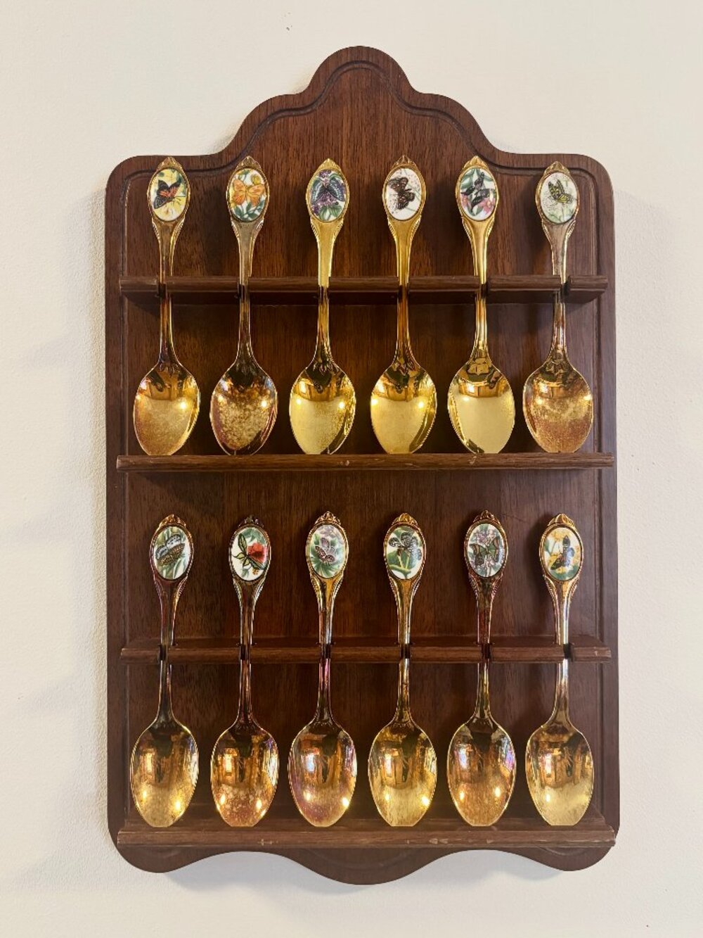 Vintage Butterflies of the World Spoon Collection Franklin Mint 24k Gold EP